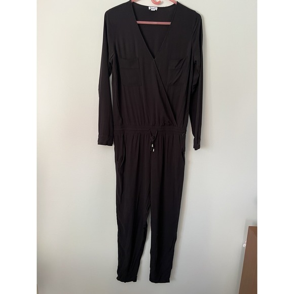 Splendid Pants - Splendid Women's Black Long Sleeve Jumpsuit Pockets Minimalist Lounge Medium